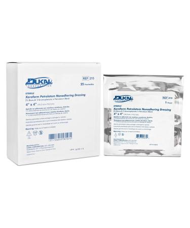 Dukal 215 Alba Xeroform Petrolatum Gauze, Sterile, 4 x 4 Inch (Pack of 25)