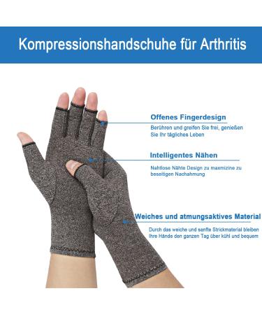 2-Pair Arthritis Compression Gloves for Rheumatoid Relief | Fingerless Breathable & Moisture-Regulating | Men & Women (Gray M) - Buy Online on GoSupps.com