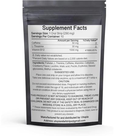 Instant Energy Strips - Caffeine & B12 Oral Strips 10ct | Sugar Free Non-GMO | Boost Energy for Work Exercise & Travel - Buy Online on GoSupps.com