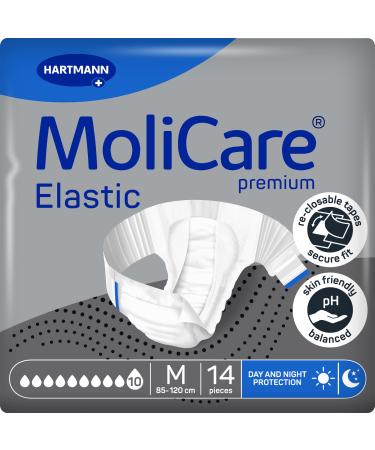 Molicare Premium Elastic Slip: with the heaviest incontinence for women and men 10 drops sizeM (85-120 cm hip circumference) 14 pieces 10 drops M 14 pieces - Buy Online on GoSupps.com