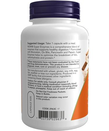 Now Foods Super Enzymes 90 Capsules - Digestive Support & Nutrient Absorption - Buy Online on GoSupps.com