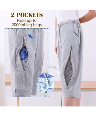 Lmaray Catheter Leg Bag Cropped Trousers - Holds 2x 2000ml Bags Nephrostomy Foley Suprapubic & Biliary - Medium Black - International Shipping Available - Buy Online on GoSupps.com