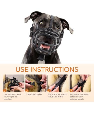 Nobleza Breathable Silicone Dog Muzzle - Prevent Biting & Barking for Small Medium & Large Dogs (S/M/L Black) | International Shipping - Buy Online on GoSupps.com