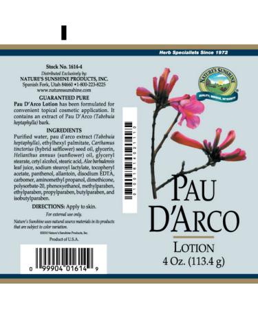 Buy Pau D'Arco Lotion 4 FL OZ - All-Natural Skin Care for International Shipping - Buy Online on GoSupps.com