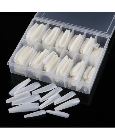 TOPHOWER Extra Long Coffin Nail Tips - 240 Pcs XXL Ballerina Nails for Salons and DIY Nail Art - Natural Coffin Shaped Acrylic False Nails with Box - Buy Online on GoSupps.com