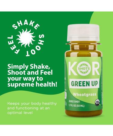 Kor Shot Wheatgrass Ginger Spirulina Shot - 24 Pack x 1.7 Fl Oz - Green Up Shot - Daily Greens Superfoods Shot - USDA Certified Organic - Buy Online on GoSupps.com