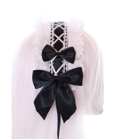 Buy C-05-1 Black Maid Lolita Headband with Bow | Gothic Hair Accessory for Stylish International Shipping - Buy Online on GoSupps.com