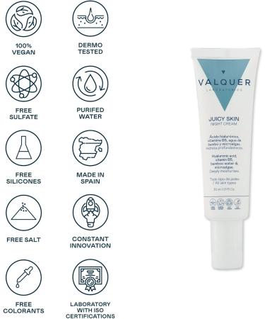  Valquer Laboratorios Valquer Intensive Night Moisturizing Face Cream - Deep Nutrition for Dry Skin Enriched with Hyaluronic Acid and Vitamins Restores & Renews Fast Absorption - 30ml - Buy Online on GoSupps.com