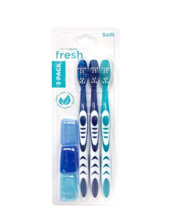 Dental Guru 3 Pack Soft Toothbrush with Protective Cap