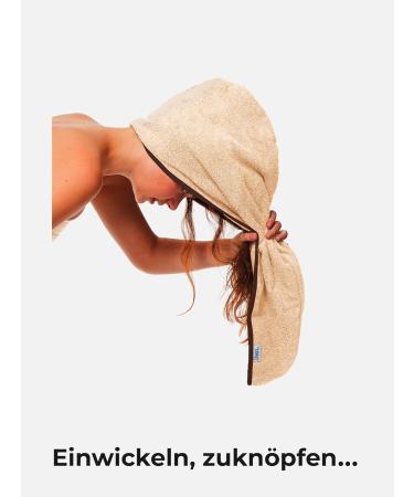 Sowel Organic Cotton Hair Turban Towel for Men & Women - Sand/Brown | 100% Eco-Friendly & Stylish - Buy Online on GoSupps.com