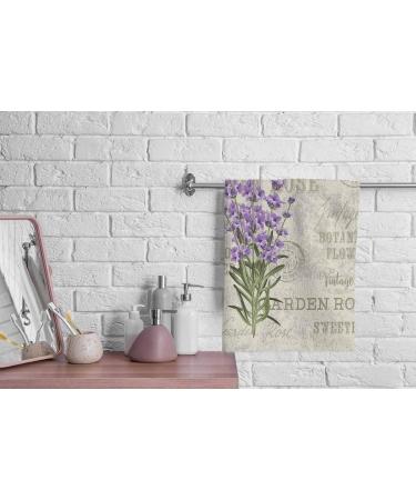 Floral Lavender Hand Towels - Vintage Postcard Design - 15x30 Inch - Absorbent Cotton Towels for Bathroom, Kitchen, Spa - Violet Floral Leaves - Soft and Durable - Multi A57 - Buy Online on GoSupps.com