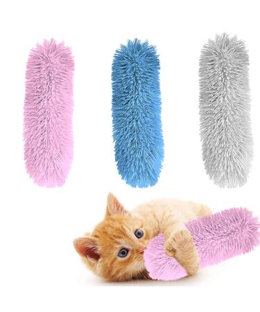 HAWAKA Cat Kicker Toys 11" Long Soft Plush Cat Toys Interactive Toy Cat Pillows Toys with Sound Paper Catnip Toys for Kitty Chewing Training Interactive (Color-B)