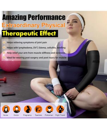 AMZAM Medical Compression Arm Sleeve 20-30 mmHg for Pain Relief - Large Size, Black - Ideal for Lymphedema, Edema, Swelling, Arthritis - Silicone Band for Men & Women - Buy Online on GoSupps.com