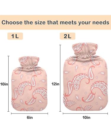 Naanle Hot Water Bottle - Paisley Floral Transparent Heating Solution for Back Pain Relief & Cold Therapy (1L) - Buy Online on GoSupps.com