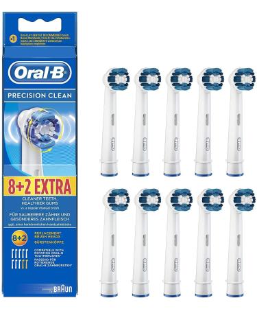 Genuine Original Oral-B Braun Precision Clean Replacement Rechargeable Toothbrush Heads (10 Count) - International Version German Packaging