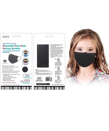 Bodico 10-piece Disposable Breathable Kids Face masks with Elastic Ear Loops Black 1 count - Buy Online on GoSupps.com