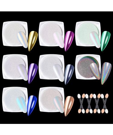 Bishengyf 6 chrome glitter powder - Chrome nail powder mirror effect Chrome pigments for nail art and nail design starter 04-6 colors