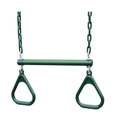 Gorilla Playsets 04-0006-G/G 18" Trapeze Bar Assembly with Rings - Green Bar, Rings, 36.5" Plastisol Coated Chains