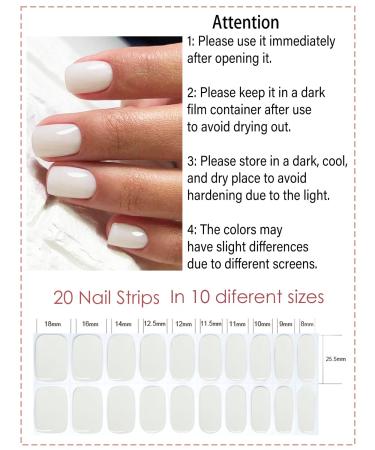 TrueShei Milky White UV Gel Nail Foils - 20PC Self-Adhesive Nail Stickers & Gellack Wraps for Trendy Nail Art - Buy Online on GoSupps.com