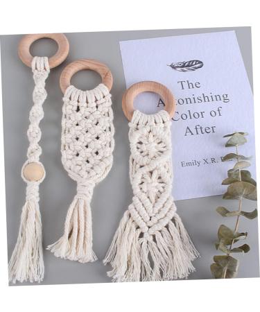 Vicasky 3 Pcs Handwoven Cotton Rope Dental Care Toys - Bitter Cotton Bite Sticks & Rings for Toddlers | Safe Handmade Beech Teething Relief - Buy Online on GoSupps.com