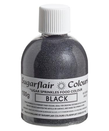 Sugarflair Black Edible Glitter Sugar Sprinkles - for Cake Decorating Sprinkle on Cakes Cupcakes Treats Desserts Ice Cream and Deserts - 100g