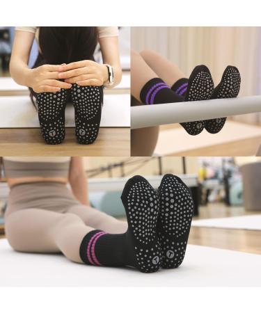Buy Slipproof Yoga & Pilates Socks for Women | Toes Home Stopper Socks - 4 Pairs Anti-Slip Bubble Sports Socks (39-42) - Comfortable Black & Colored Grip Socks - Buy Online on GoSupps.com