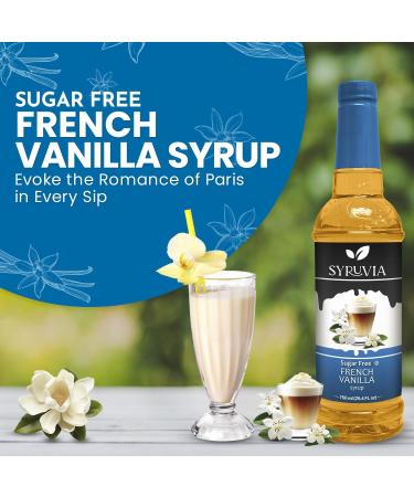Syruvia Sugar-Free French Vanilla Syrup (25.4 fl oz) - Rich and Creamy French Vanilla Flavor No Added Sugar Kosher Gluten-Free Perfect for Crafting Guilt-Free Lattes Desserts  - Buy Online on GoSupps.com