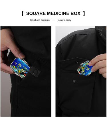 Decorative Tropical Ocean Sea Fish Print Pill Box - 2 Compartment Portable Medicine Organizer for Pocket or Purse - Buy Online on GoSupps.com