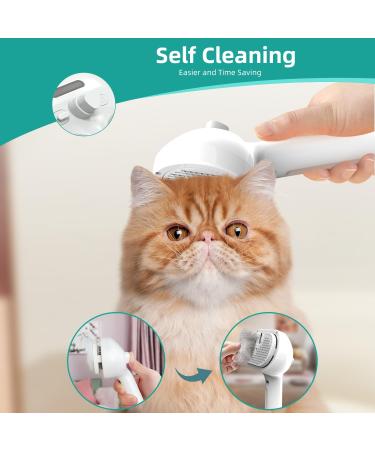 Sichy Self-Cleaning Spray Cat Brush for Long and Short-Haired Cats | Grooming, Hair Removal, and Static Control | White - Buy Online on GoSupps.com