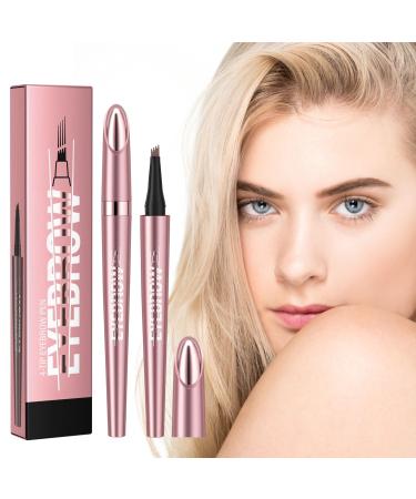 Eyebrow Pencil Eyebrow Microblading Pen - 4 Tip Microblade Eyebrow Pencil - Eye Makeup Eyebrow Pen with Waterproof Smudge-proof and Long Lasting Eyebrow Makeup for Natural Eyebrow Hair - Black