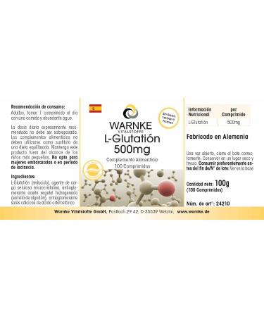 L-Glutathione 500mg - 100 tablets - Vegan - Reduced form | Warnke Vitalstoffe - Quality from German pharmacies - Buy Online on GoSupps.com
