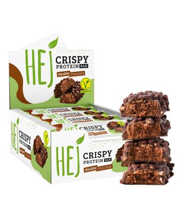 Hej vegan crispy double chocolate |High protein bar sugar arm only 0.8 g of sugar |chocolate crispy protein bar palm oil -free low sugar snack bar |12 protein bars x 45 g - Buy Online on GoSupps.com