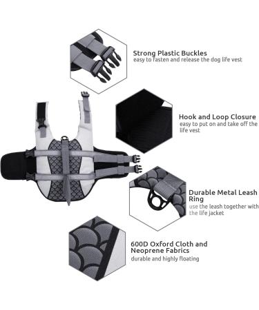 CIT TOILE Dog Shark Life Jacket - Large Dog Buoyancy Aid for Swimming - Grey - Buy Online on GoSupps.com
