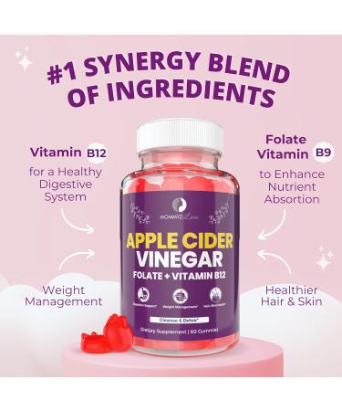 Mommyz Love Apple Cider Vinegar Gummies - Weight Management & Healthy Digestion for New Moms 60 Count with Folate & Vitamin B12 - Buy Online on GoSupps.com