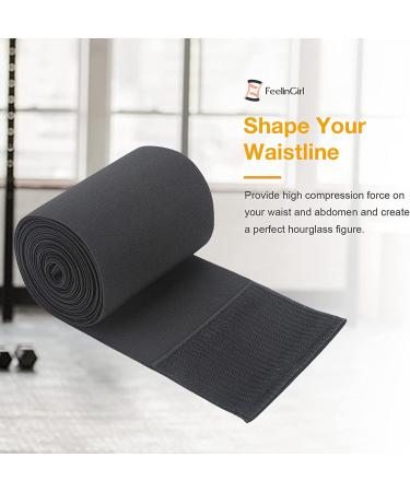 FeelinGirl Bandage Wrap Waist Trainer Sauna Belt - Long Torso Tummy Wraps Body Shaper Trimmer - Black - Buy Online on GoSupps.com