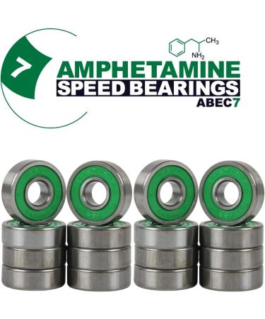 Amphetamine Inline Skate Speed Bearings - Set of 16 - Ceramic & Stainless Steel Options - ABEC 5/7 - Pre-Lubricated for 8 Wheels - Buy Online on GoSupps.com