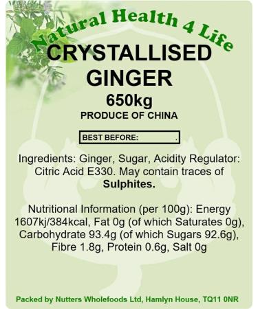 Natural Health 4 Life Crystallised Ginger 650g - Buy Online on GoSupps.com