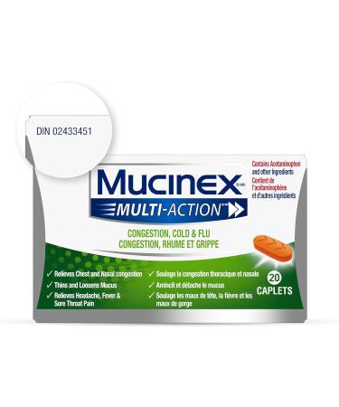 Mucinex Multi-Action Congestion Cold & Flu Caplets 20 count - Buy Online on GoSupps.com