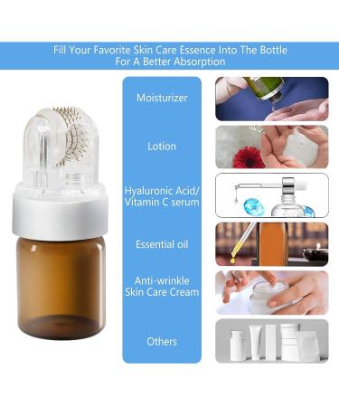 Hydra Roller Microneedle Derma Roller & Stamp Serum Applicator Kit - 2 in 1 Titanium Micro Needle Tool with 2 Empty Ampule Bottles - Cosmetic Microneedling Set - Buy Online on GoSupps.com