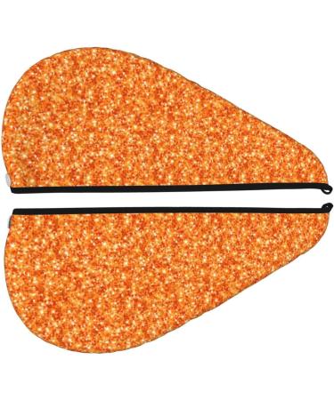 Hair Towel Wrap - Quick Drying Orange Glitter Turban & Button Design for Effortless Hair Drying - Buy Online on GoSupps.com