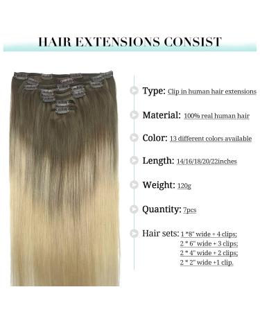 Doores Clip-In Extensions - Real Hair Ash Brown to Platinum Blonde 35cm (14 inch) 120g 7 Pieces Thick & Natural Remy Hair Extensions - Buy Online on GoSupps.com