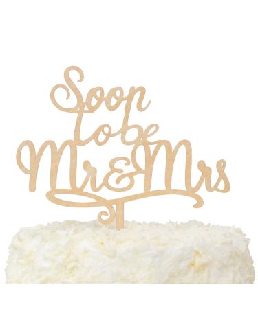 LOVENJOY Gift Boxed Soon to Be Mr and Mrs Cake Topper Engagement Rustic Wood Beige