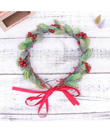 Lurrose Flower Crown Headband Green Flower Crown Red Leaf Fruit Hair Wreath Bride Floral Headband Hair Garland Hair Decoration for Woman Lady Girl - Buy Online on GoSupps.com