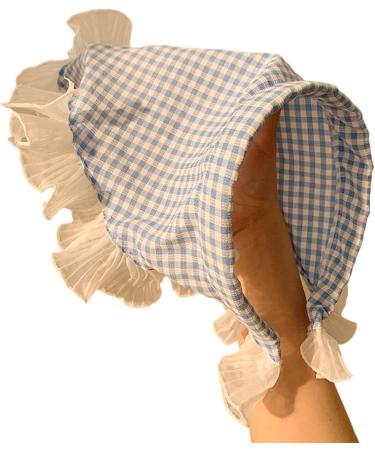 amangul French Style Hair Scarf Headbands Triangled Head Kerchief Hairband Checkered Bandanas Headbands Cute Hair Accessory(Blue) - Buy Online on GoSupps.com