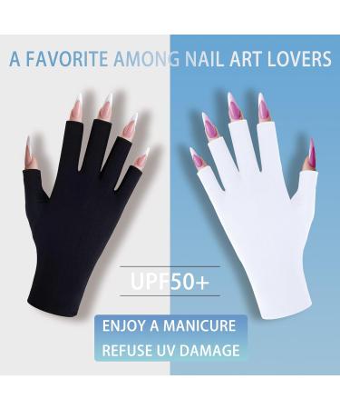 UPF50+ UV Gloves for Gel Nail Lamp - Manicure Protection for Nails & Skin - White (1 Pair) - Buy Online on GoSupps.com