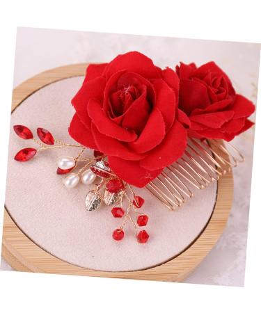 Ipetboom 1pc Headwear for Women Wedding Headpiece for Bride Flower Hair Comb Insert Hair Comb Hair Combs Metal Hair Comb Bridal Hair Comb Hair Pin Flower Head Rhinestones Red Miss - Buy Online on GoSupps.com