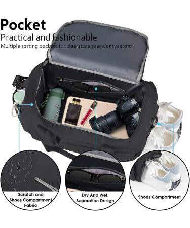 Womens Travel Gym Bag with Shoe Compartment - Large Capacity Weekender Duffel for Sport & Yoga - Black - Buy Online on GoSupps.com