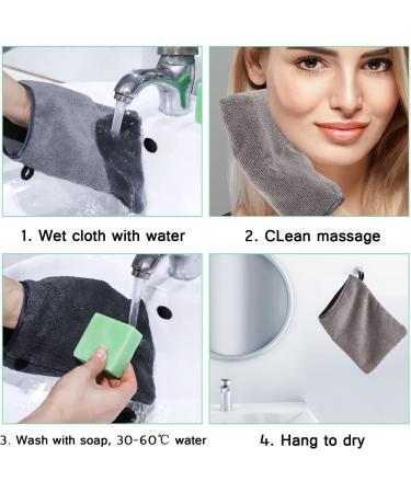 6 Pack Microfibre Body Wash Mitts 15x21 cm Flannels Face Mitts Face Cleansing Mitts Terry Cloth Makeup Remover Gloves for Bath SPA(White Black Grey) - Buy Online on GoSupps.com