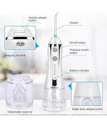 H2ofloss Cordless Water Flosser - 5 Modes Oral Irrigator for Home/Travel, IPX7 Waterproof, USB Rechargeable - White - Buy Online on GoSupps.com