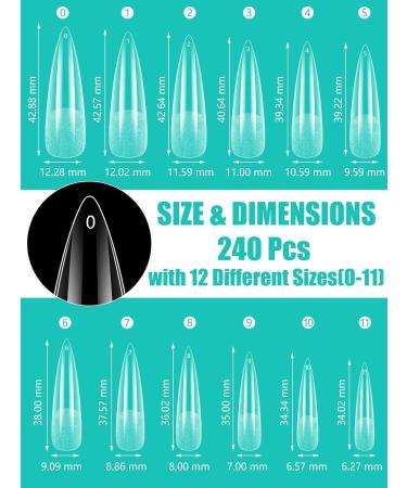 Deciniee 240 Pcs Full Cover Square Nail Tips - Perfect for Gel Nails 12 Sizes for Nail Studios & DIY Nail Art - Buy Online on GoSupps.com